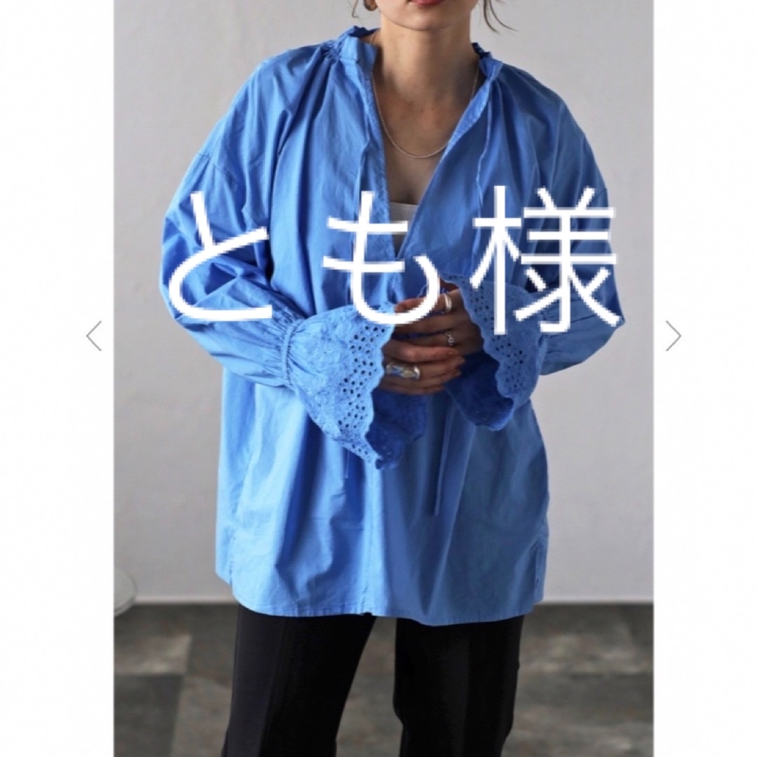 【新品】(キャン青)BONJOUR SAGAN 刺繍キャンディスリーブブラウス レディースのトップス(シャツ/ブラウス(長袖/七分))の商品写真