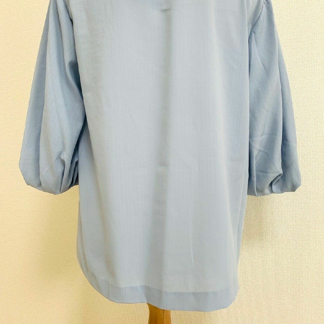 MEDDUM メデューム　ブラウス　七分袖　オフィスカジュアル　ブルー　XL レディースのトップス(シャツ/ブラウス(長袖/七分))の商品写真
