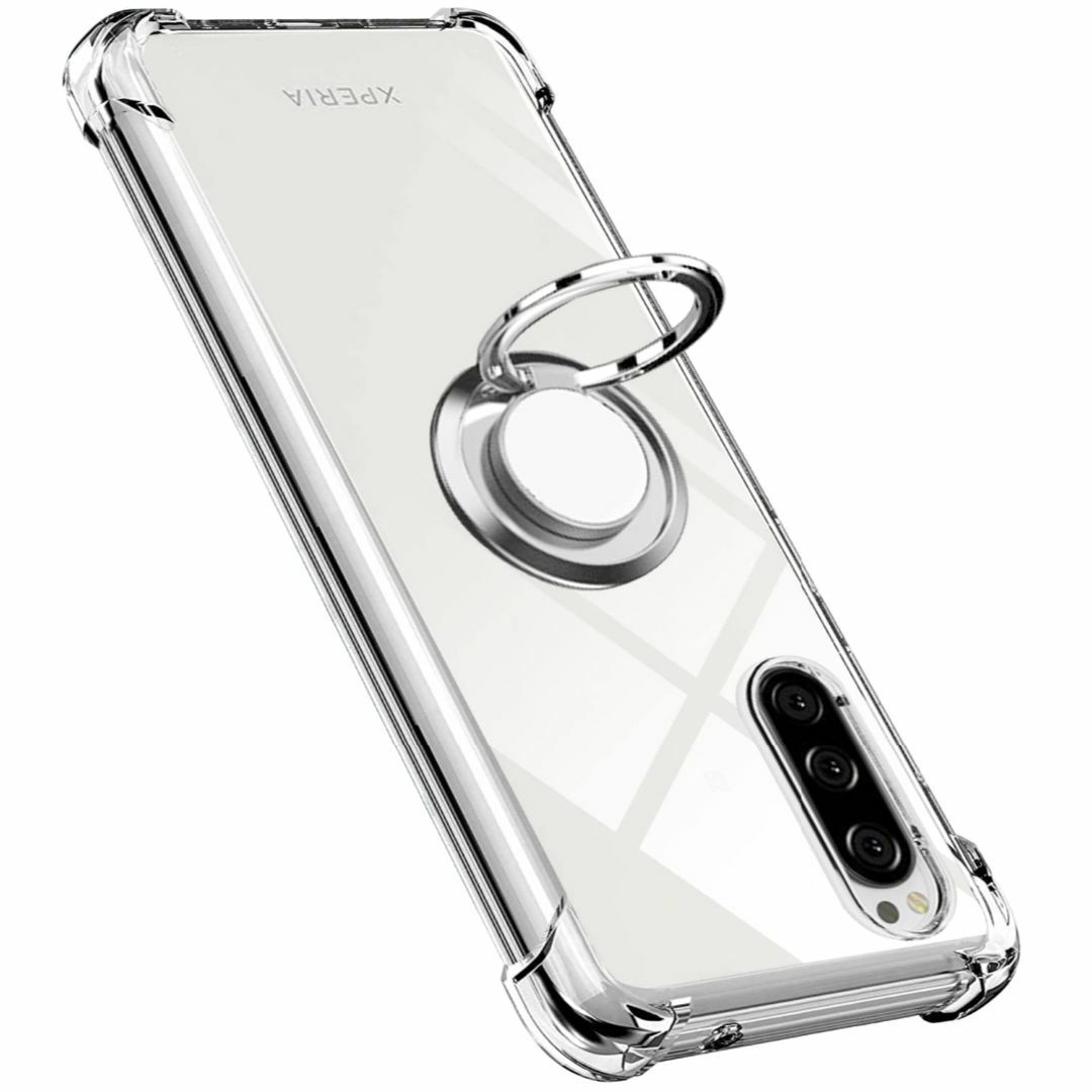 Xperia 5 ケース リング クリア TPU シリコン リング付き薄型 軽量