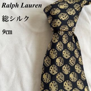 ラルフローレン(Ralph Lauren)の美品★Ralph Lauren★ブラック★サイコロ柄★総柄★総シルク★ネクタイ9(ネクタイ)