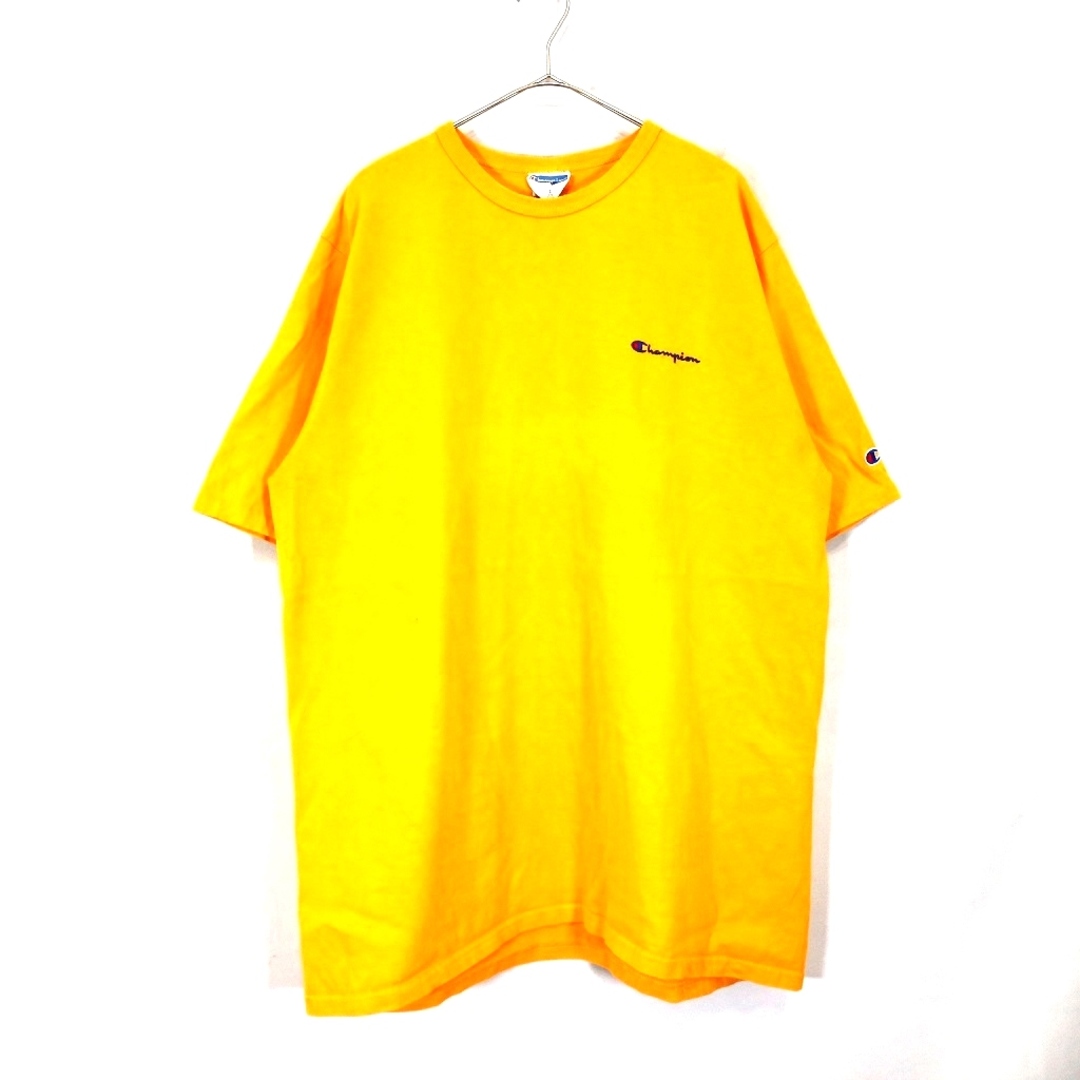 SALE/ Champion チャンピオン 半袖Ｔシャツ 大きいサイズ ヘビーオンス 胸元ワンポイントロゴ イエロー (メンズ 2XL)   N9594