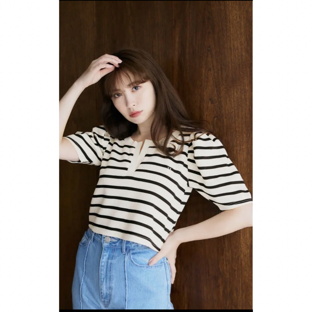 Her lip to(ハーリップトゥ)の新品タグ付 herlipto Saint-Louis Striped Top レディースのトップス(Tシャツ(半袖/袖なし))の商品写真