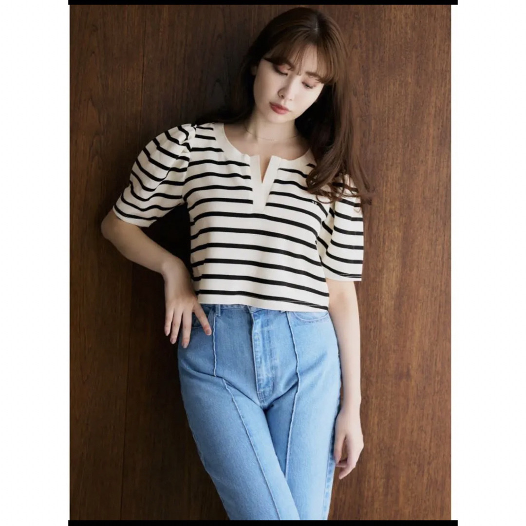 Her lip to(ハーリップトゥ)の新品タグ付 herlipto Saint-Louis Striped Top レディースのトップス(Tシャツ(半袖/袖なし))の商品写真