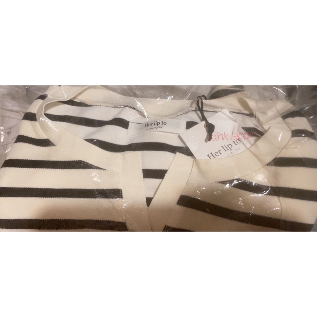 Her lip to(ハーリップトゥ)の新品タグ付 herlipto Saint-Louis Striped Top レディースのトップス(Tシャツ(半袖/袖なし))の商品写真