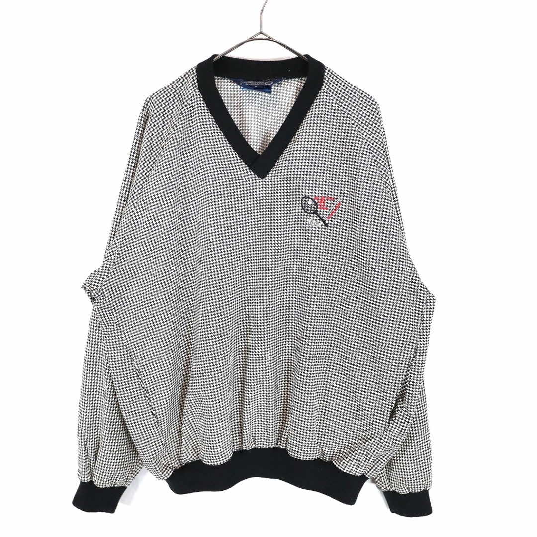 USA製 SUNDERLAND プルオーバー ジャケット 刺繍 ラグラン 千鳥格子 ホワイト (メンズ L)   N9698
