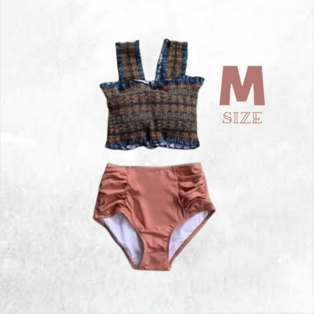 マルチカラー フリル ビキニ M ギャザー スイムウェア ピンク 綺麗 緑 美品 レディースの水着/浴衣(水着)の商品写真