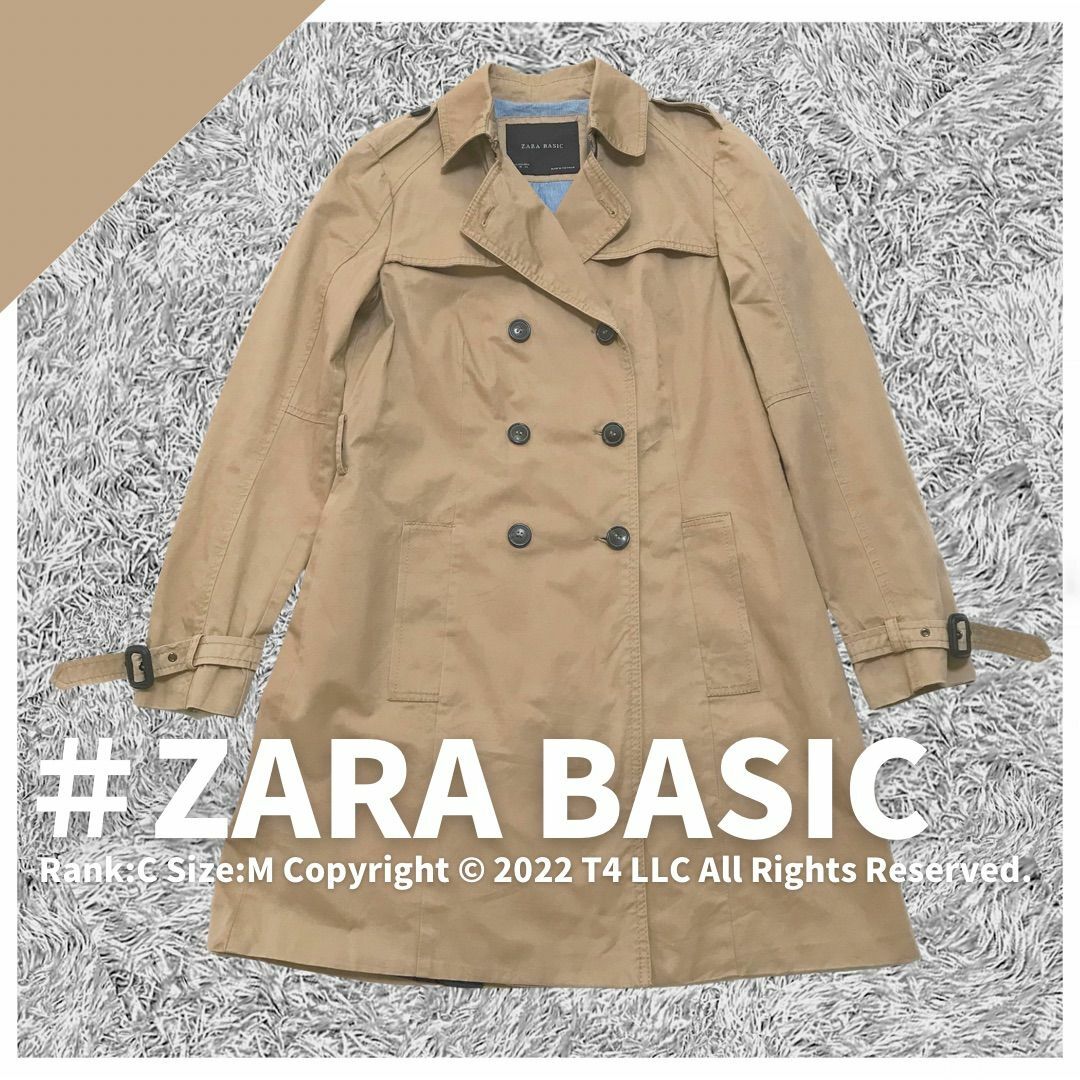 ZARA BASIC　トレンチコート　ベージュ　Mサイズ　コットン ✓1919 | フリマアプリ ラクマ