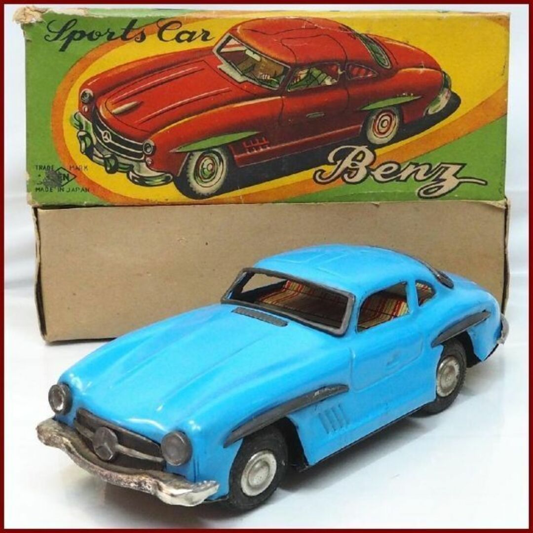野村メルセデス ベンツ300SLスポーツカー水色ブリキtin toy car 野村メルセデス ベンツ300SLスポーツカー水色ブリキtin toy car