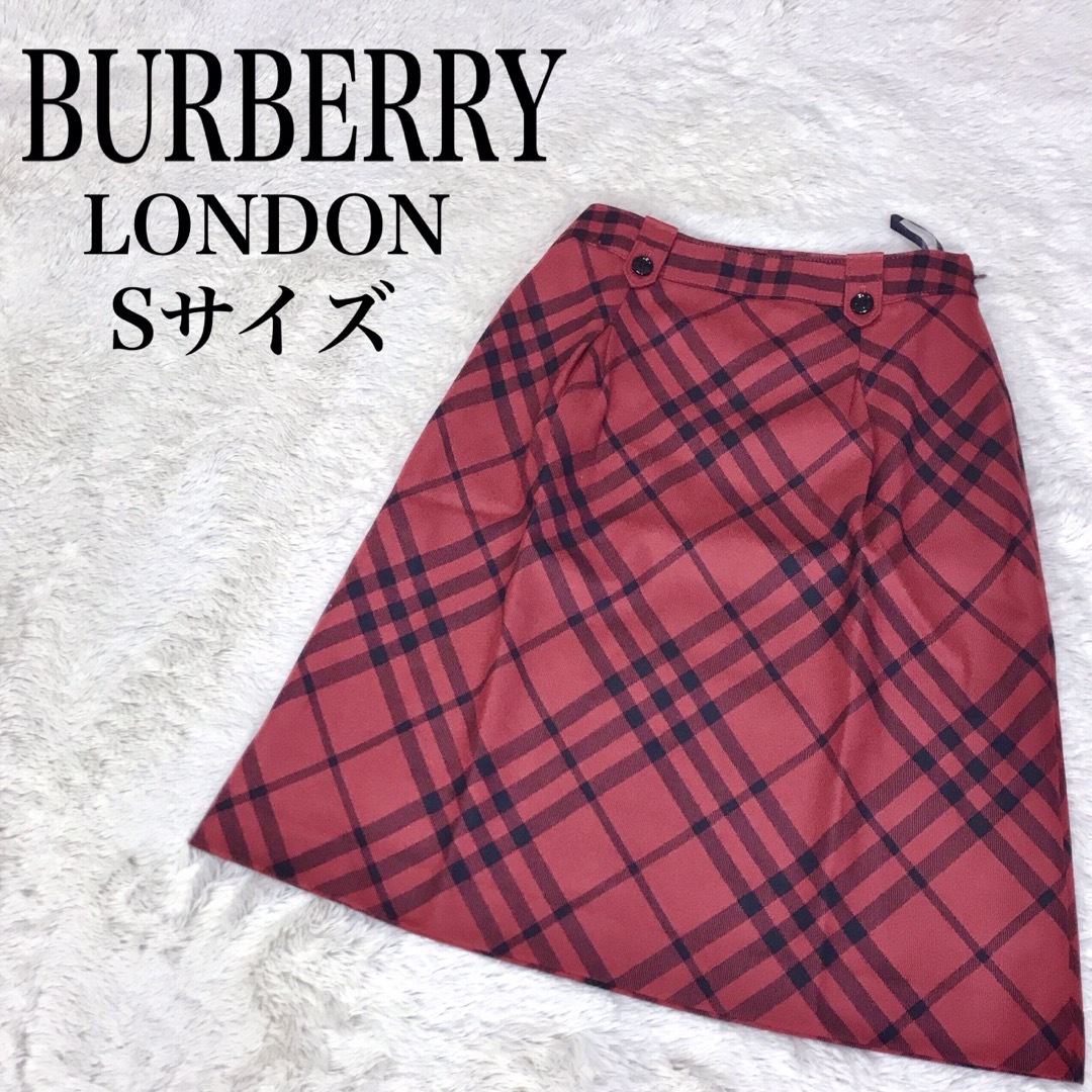 BURBERRY - 美品 BURBERRY バーバリーロンドン スカート タック ウール ...