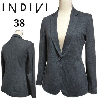 インディヴィ(INDIVI)の美品✨INDIVI★テーラードジャケット ニット スーツ グレー 38 M 総裏(テーラードジャケット)