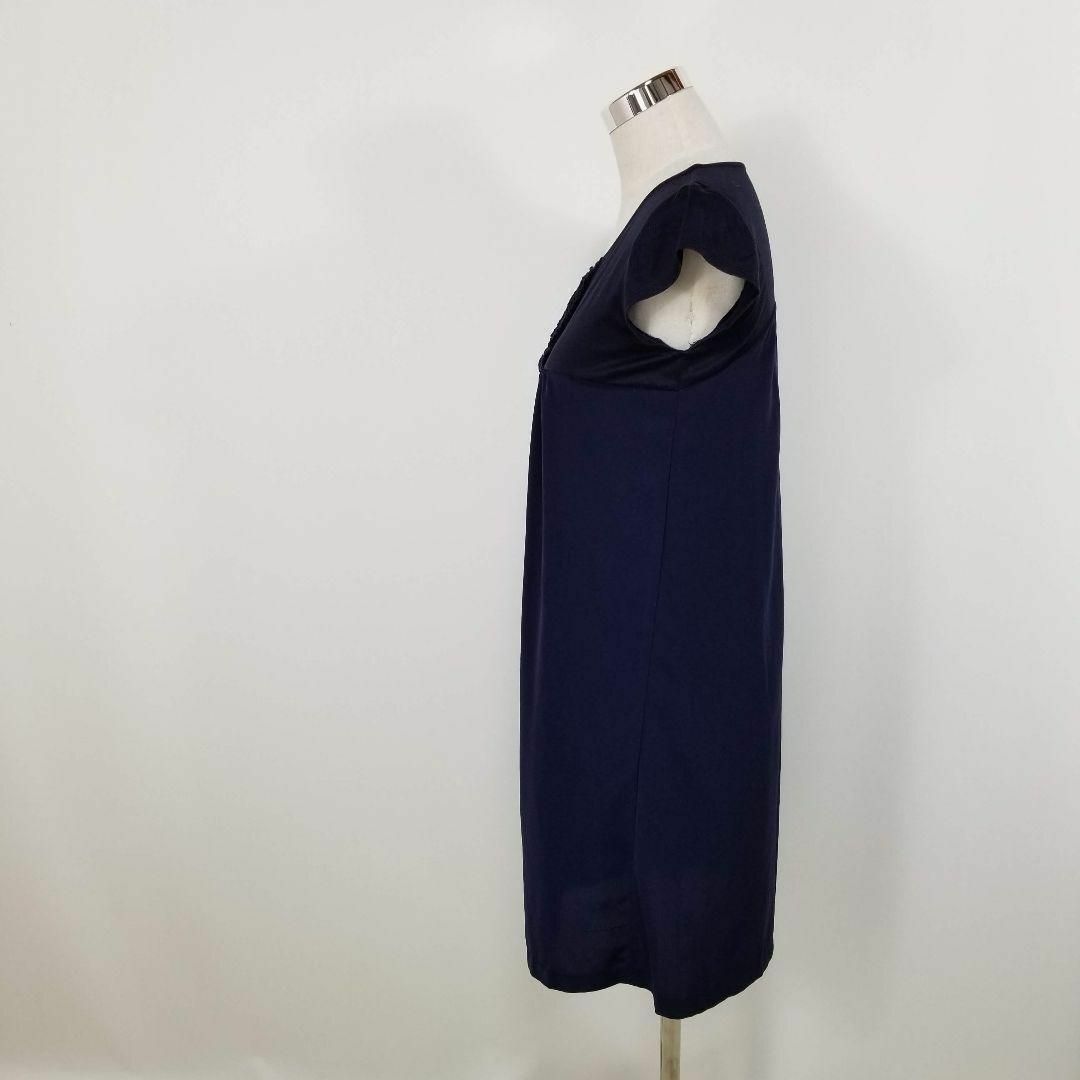 LAURA ASHLEY(ローラアシュレイ)のローラアシュレイ美品ネイビーひざ丈半袖ワンピース紺1サイズS日本製シンプル綺麗目 レディースのワンピース(ひざ丈ワンピース)の商品写真