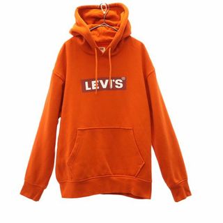 リーバイス(Levi's)のリーバイス プリント スウェットパーカー S オレンジ LEVI'S ロゴ メンズ 【中古】  【230911】(パーカー)