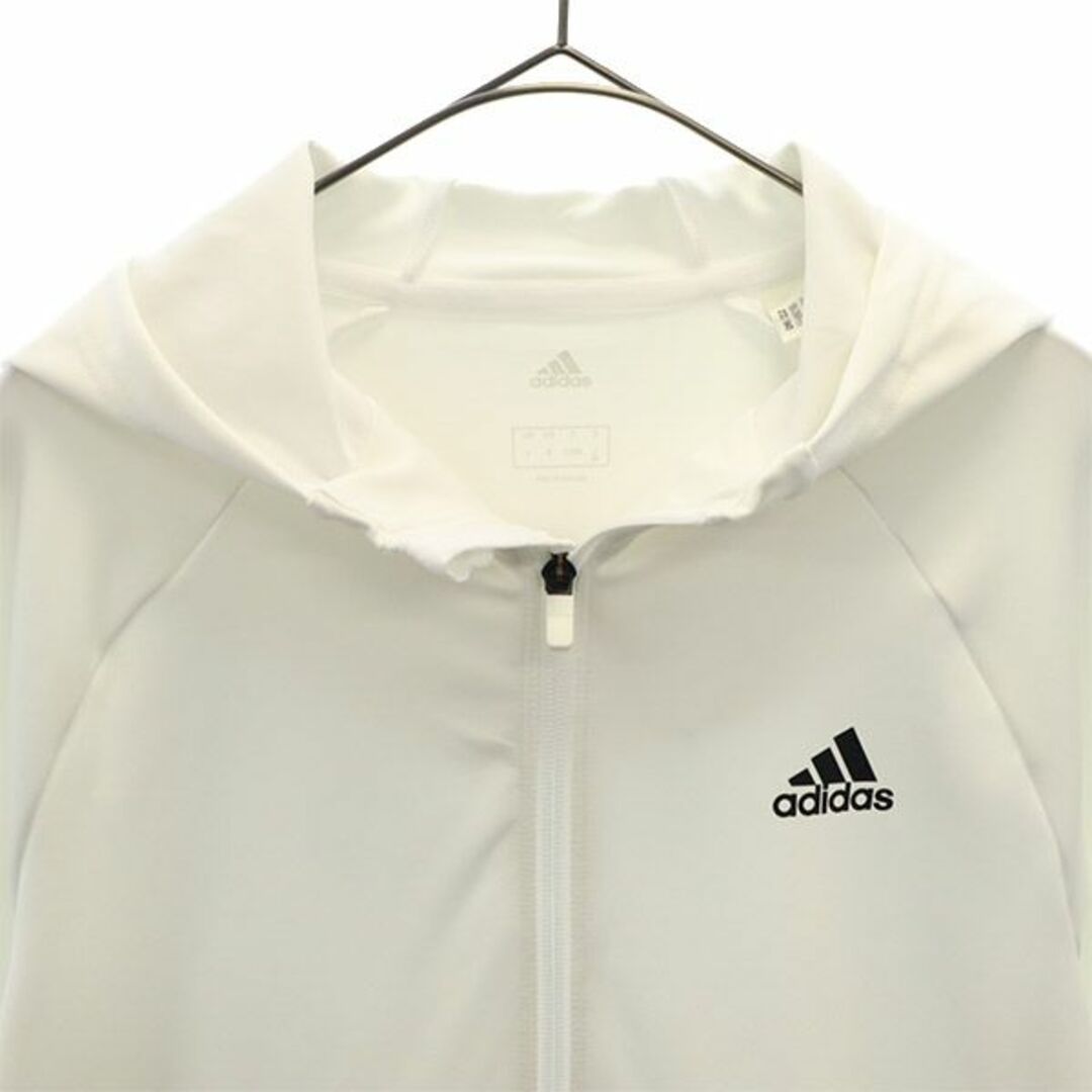 adidas(アディダス)のアディダス プリント ジップパーカー OT ホワイト adidas ジップアップジャケット スポーツ トレーニング ロゴ レディース 【中古】  【230911】 スポーツ/アウトドアのスポーツ/アウトドア その他(その他)の商品写真