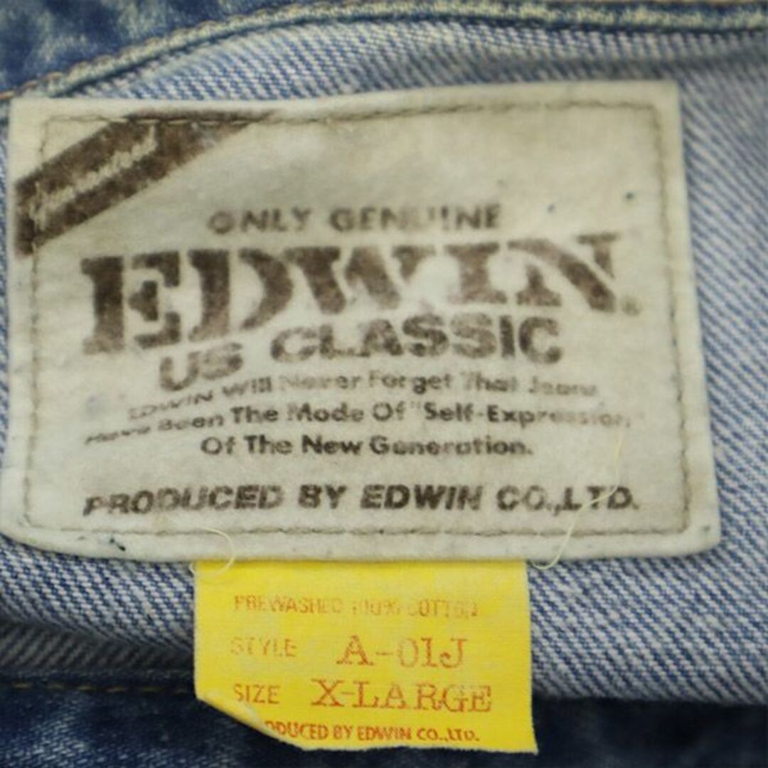 EDWIN(エドウィン)のエドウィン デニムジャケット X-LARGE ブルー EDWIN US CLASSIC ジージャン メンズ 【中古】  【230911】 メンズのジャケット/アウター(ダッフルコート)の商品写真