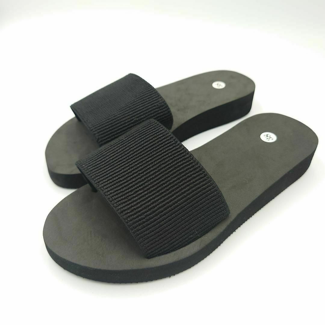24cm サンダル レディース 厚底 黒 フラット 厚底サンダル ブラック 韓国 レディースの靴/シューズ(サンダル)の商品写真