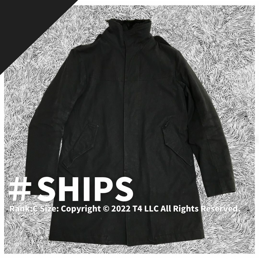 SHIPS　コート　黒　秋冬　Mサイズ　日本製　綿100% ✓1932 | フリマアプリ ラクマ