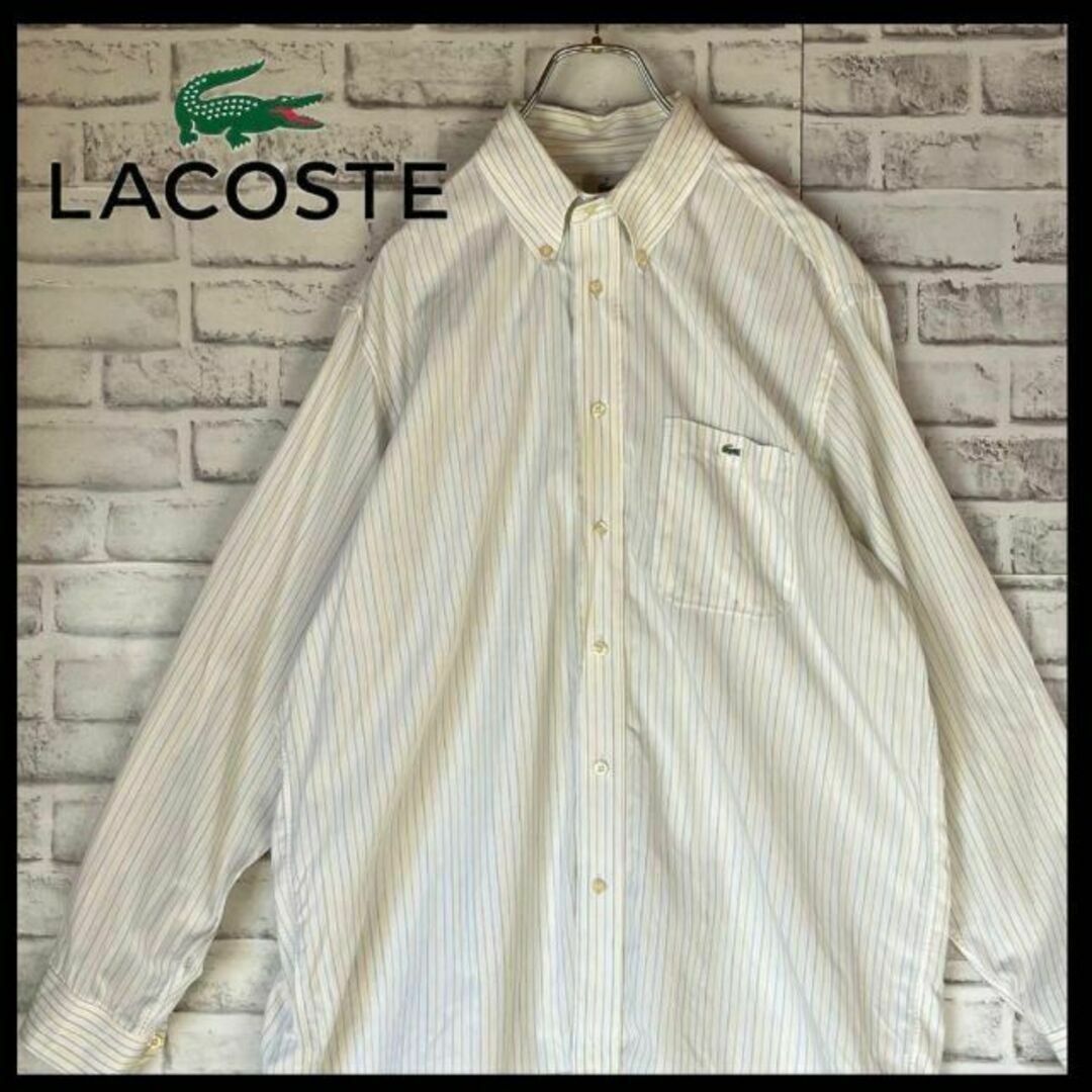 【大人気】LACOSTE 半袖 マルチカラー チェック シャツ M相当 爽やか