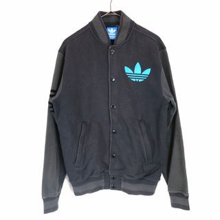 アディダス(adidas)のadidas originals アディダス オリジナルス スタジアムジャケット 胸元ワンポイントロゴ リブ入り ブラック (メンズ S) 中古 古着 N9843(スタジャン)