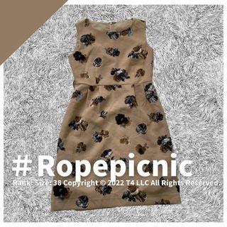 ロペピクニック(Rope' Picnic)のロペピクニック 膝丈ワンピース ベージュ 花柄 38 M 春夏 ✓1960(ひざ丈ワンピース)