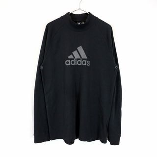 アディダス(adidas)のadidas アディダス モックネック 長袖Ｔシャツ Y2K ラグランスリーブ ロゴプリント ブラック (メンズ L) 中古 古着 N9862(Tシャツ/カットソー(七分/長袖))