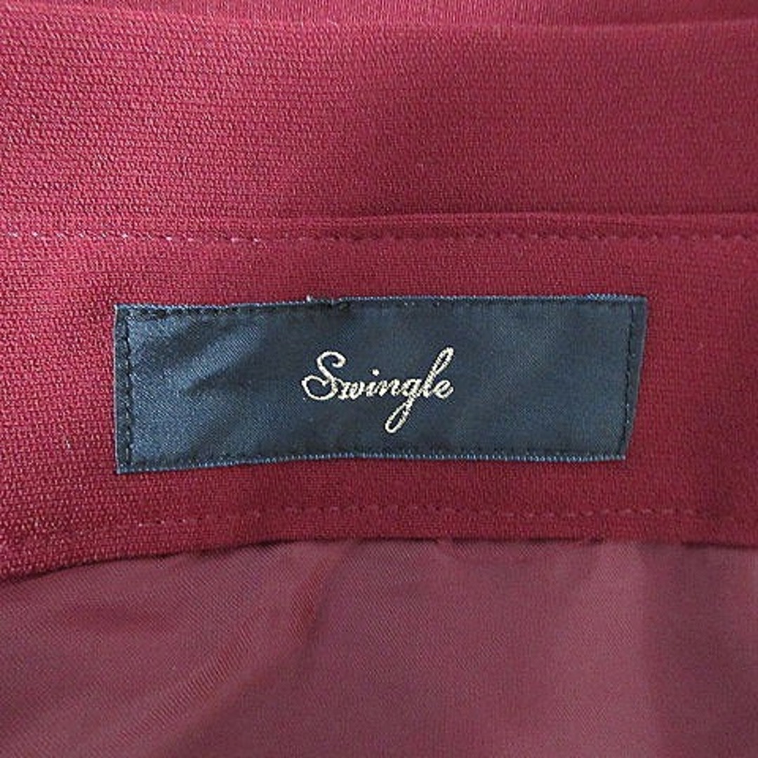 Swingle(スウィングル)のスウィングル スカート フレア ひざ丈 ティアード 無地 M ボルドー ボトムス レディースのスカート(ひざ丈スカート)の商品写真