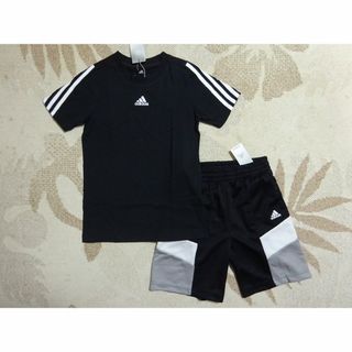 アディダス(adidas)の新品 アディダス 140 半袖Ｔシャツ・快適!!ジャージハーフパンツ 黒 上下(その他)