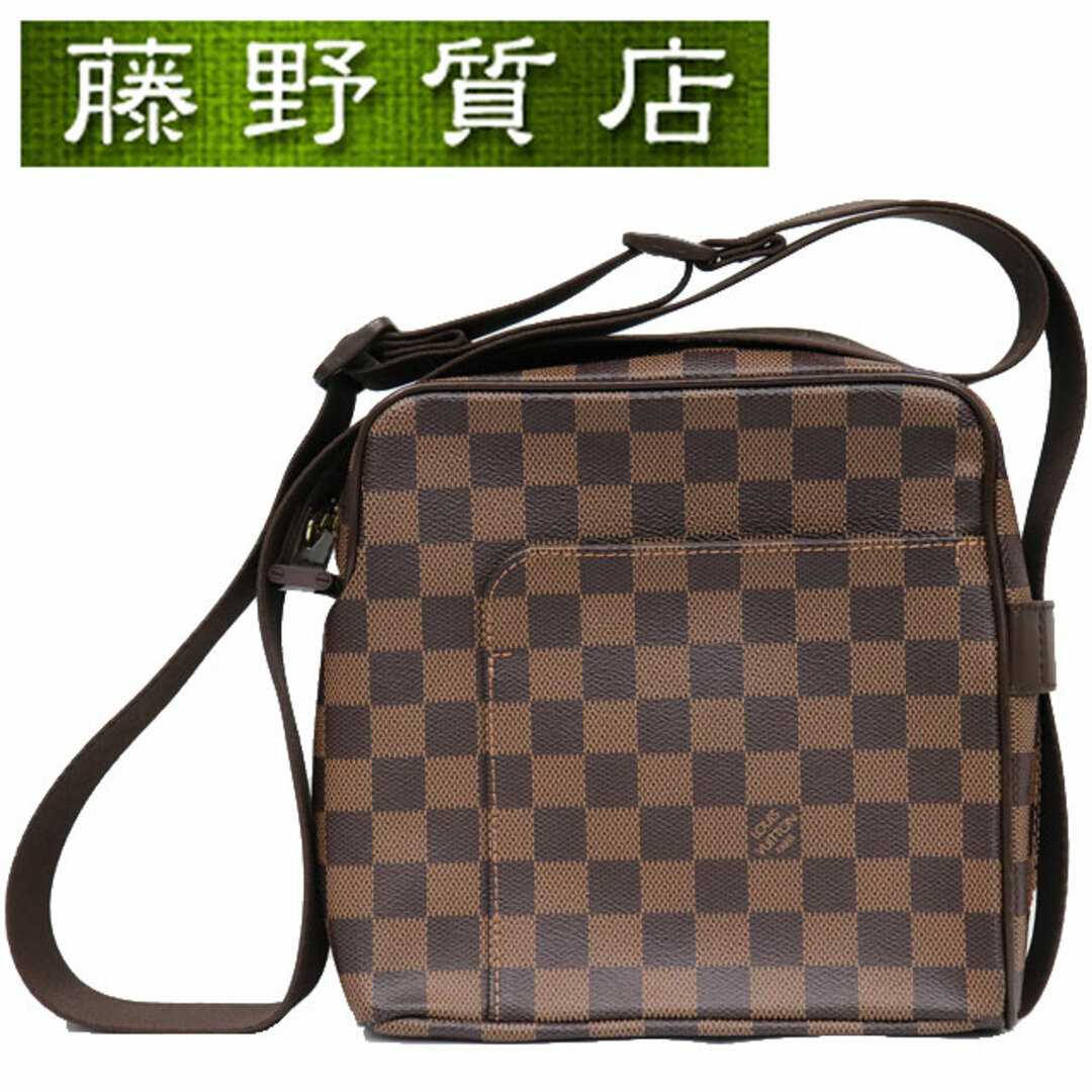 色ブラウン茶×ベージュ（美品）ルイヴィトン LOUISVUITTON オラフ PM ダミエ 茶 ゴールド金具 ショルダー N41442 8230