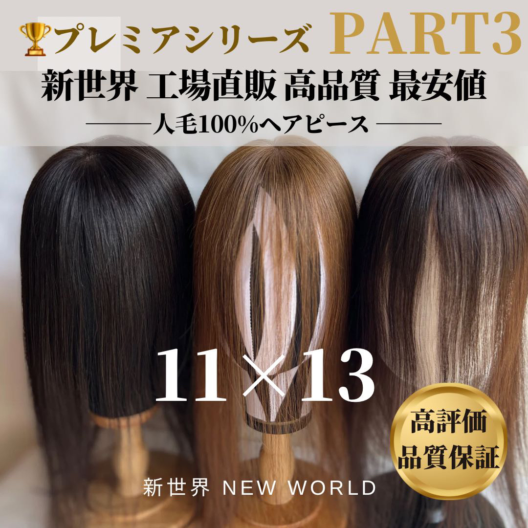 新世界プレミア真皮シリーズ☆全人毛2023年新高級人工頭皮8*13総手植え
