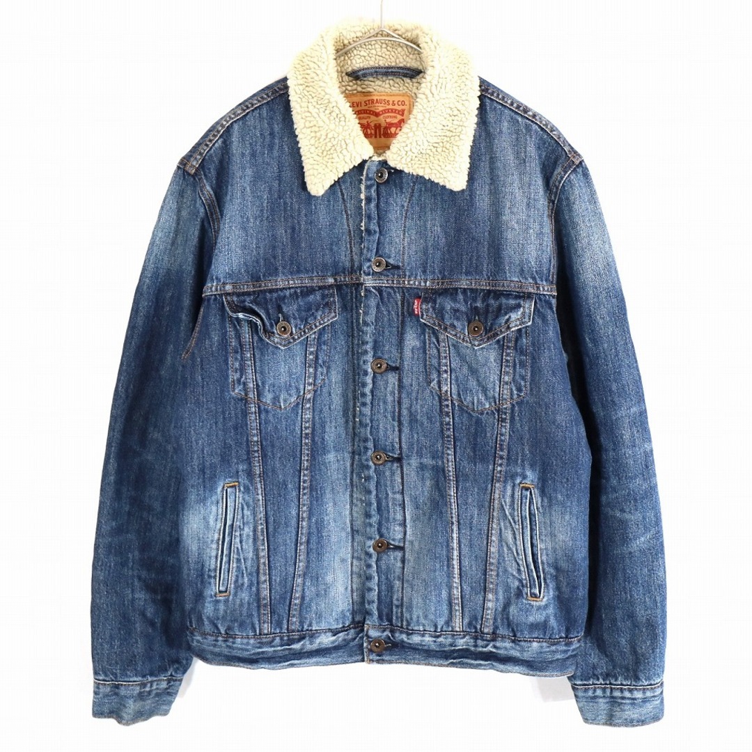 Levi's(リーバイス)のSALE/ Levi's リーバイス ボア デニムジャケット 防寒  アメカジ ライトブルー (レディース M) 中古 古着 N9960 レディースのジャケット/アウター(Gジャン/デニムジャケット)の商品写真