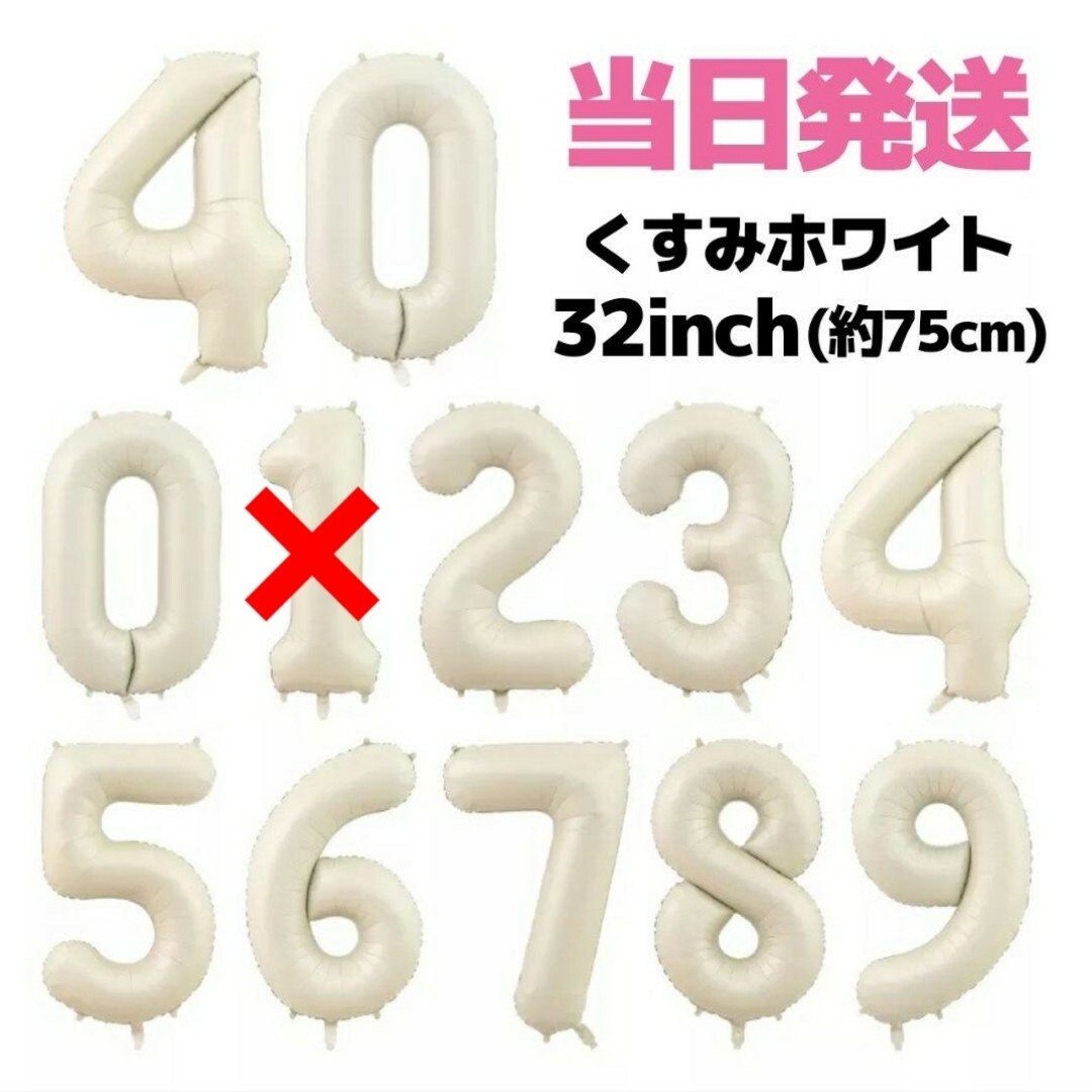 ナンバーバルーン 風船 誕生日 数字 白 ホワイト 飾付け お祝い 記念日 g キッズ/ベビー/マタニティのメモリアル/セレモニー用品(アルバム)の商品写真