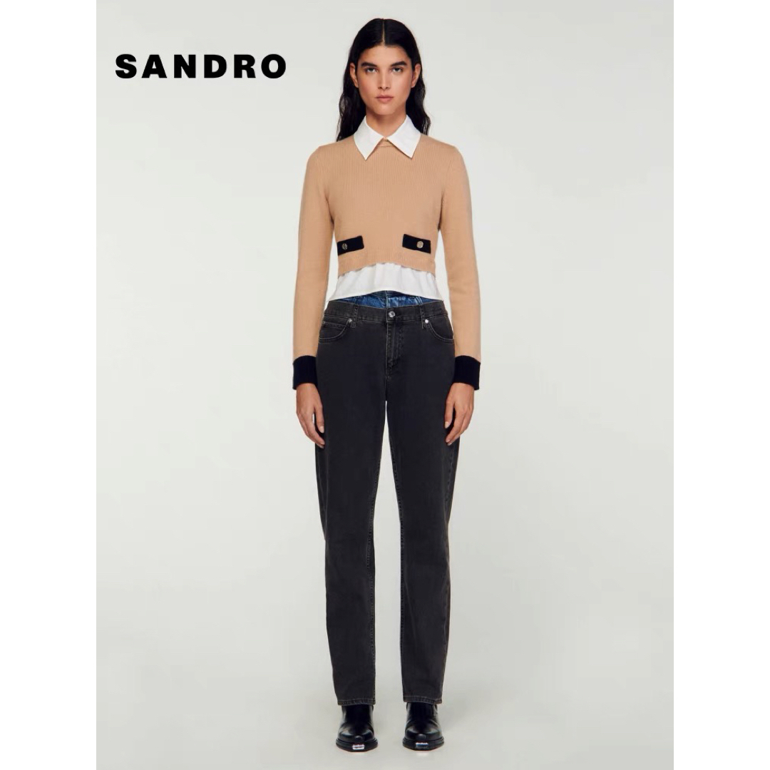 Sandro - ❤️Sandro23新作新品 ベージュ ニット 襟付き セーター 上品