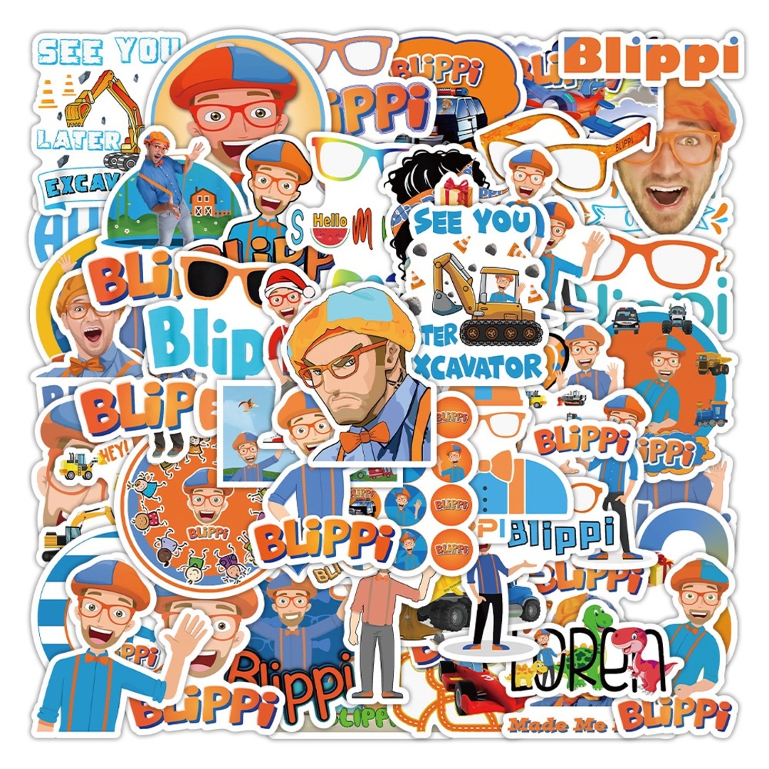 Blippi ステッカー 50枚セット PVC 防水 シール 大量 ブリッピー エンタメ/ホビーのおもちゃ/ぬいぐるみ(キャラクターグッズ)の商品写真