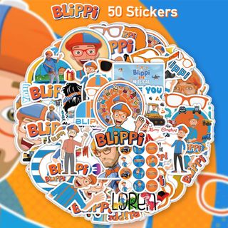 Blippi ステッカー 50枚セット PVC 防水 シール 大量 ブリッピー(キャラクターグッズ)