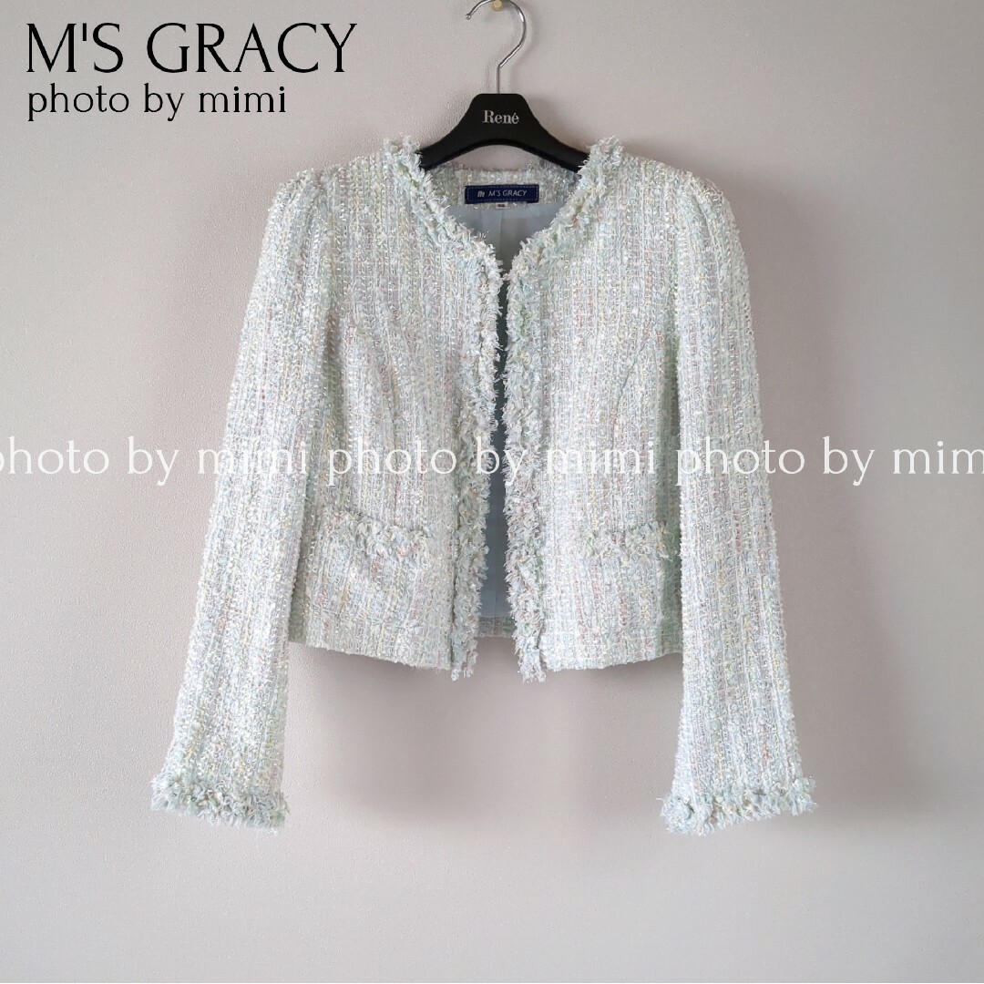 M'S GRACY - M'S GRACY*ファンシーツイードノーカラージャケットの通販