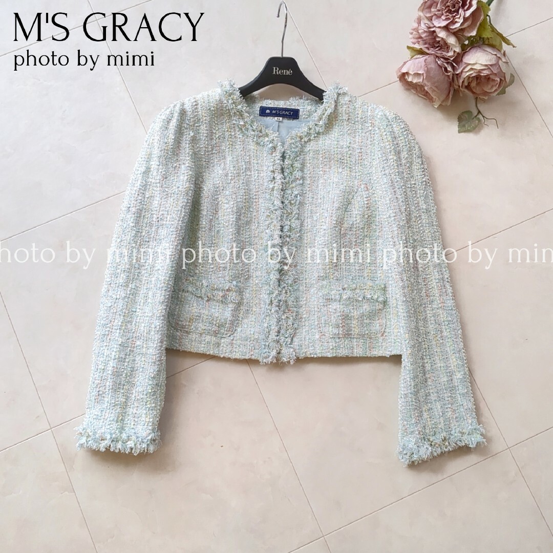 M'S GRACY M'S GRACY*ファンシーツイードノーカラージャケットの通販 by mimi*shop｜エムズグレイシーならラクマ