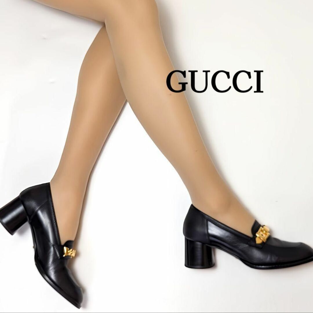 新品そっくりさん⭐GUCCIグッチ ゴールドチェーン パンプス 37-