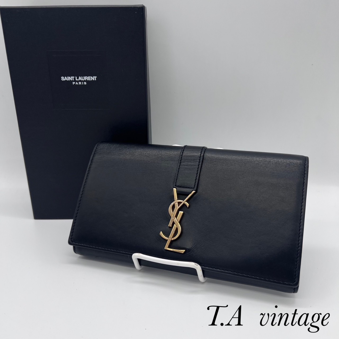 美品！サンローランパリ　カーフレザー　YSL  長財布　ブラック