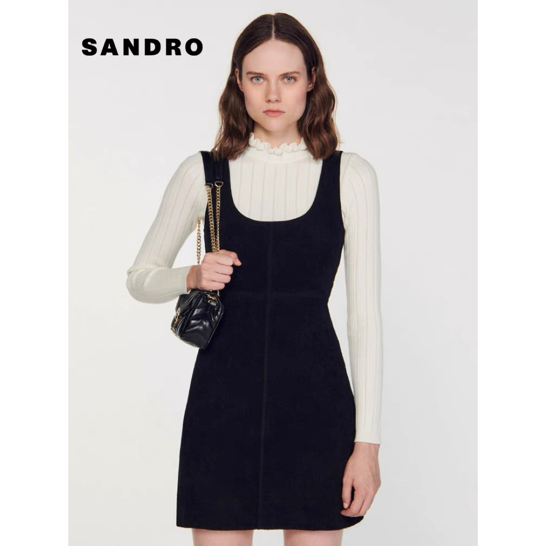 ❤️Sandro23新作新品 黒白長袖 ニット セットワンピース ❤️Sandro23新作新品 黒白長袖 ニット セットワンピース