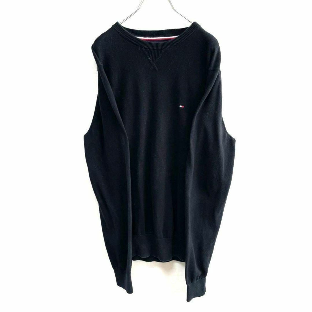 トミーヒルフィガー ロゴ 刺繍 ニット セーター ブラック 黒