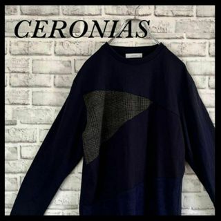 【シンプルデザイン】CERONIAS⭐︎メンズ長袖カットソー 薄手　切り替え生地(ニット/セーター)