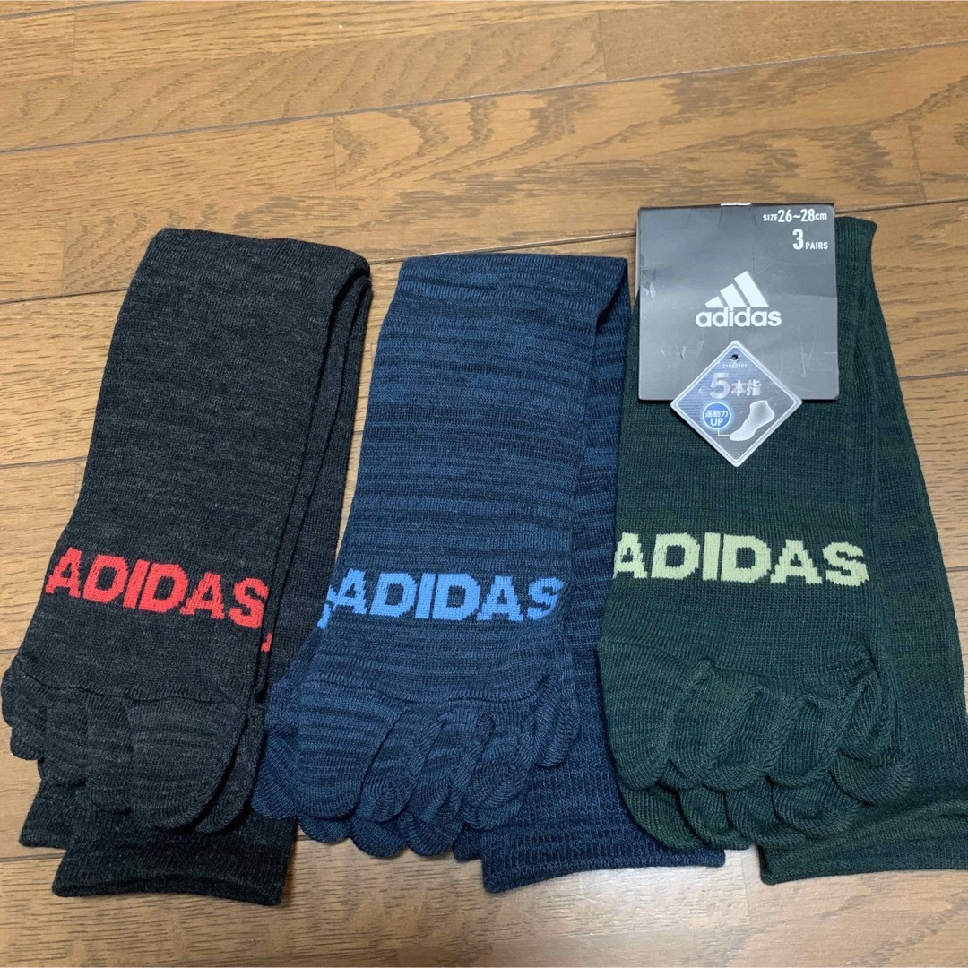 adidas 5本指ソックス 3足 26~28㌢ - ソックス