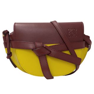 ロエベ(LOEWE)のロエベ LOEWE バッグ レディース ブランド ショルダーバッグ  レザー ゲートデュアルミニ ボルドー イエロー おしゃれ 小さめ コンパクト 斜めがけ 可愛い 【中古】(ショルダーバッグ)