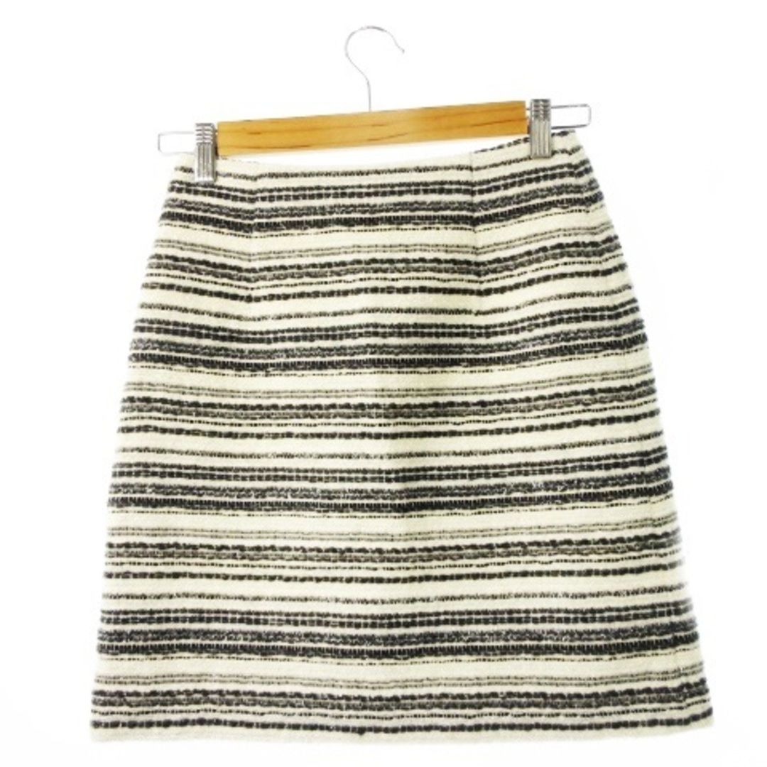 ANAYI(アナイ)のアナイ スカート 台形 ミニ ウール 光沢感 ツイード ラメ ボーダー 36 白 レディースのスカート(ミニスカート)の商品写真