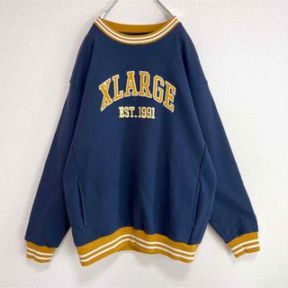 XLARGE エクストララージ スウェット トレーナー ネイビー ロゴ刺繍