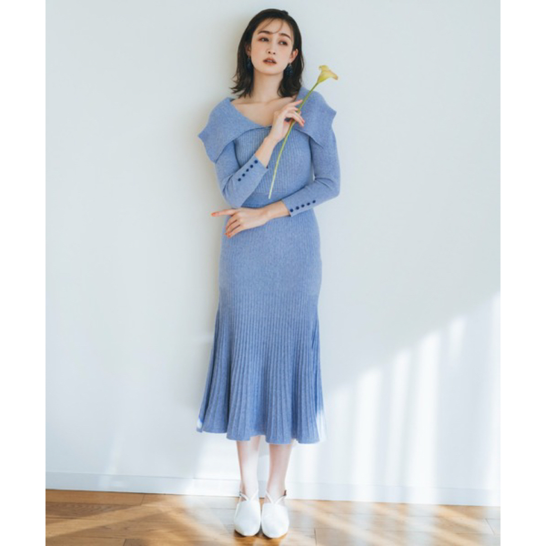 Lily Brown - Lily Brown ビッグカラーニットワンピース の通販 by