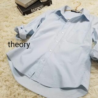 セオリー(theory)のセオリーtheoryコットンスタンダードカラー長袖シャツ4サイズLライトブルー(シャツ/ブラウス(長袖/七分))