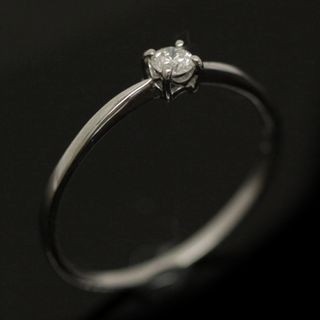 K18WG 指輪 リング 8.5号 ダイヤモンド 0.08ct 0.8g ホワイトゴールド 18金 ダイヤモンド 一粒ダイヤ ジュエリー アクセサリー レディース 【中古】(リング(指輪))