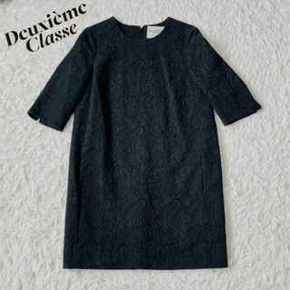 ドゥーズィエムクラス(DEUXIEME CLASSE)のDeuxieme ドゥーズィエム　クラス　ペイズリー　刺繍　ワンピース　黒(ひざ丈ワンピース)