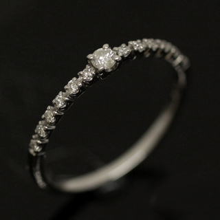 プラチナ 指輪 Pt900 デザインリング 10.5号 ダイヤモンド 0.15ct 1.6g ダイヤリング シンプル ジュエリー アクセサリー レディース 【中古】(リング(指輪))