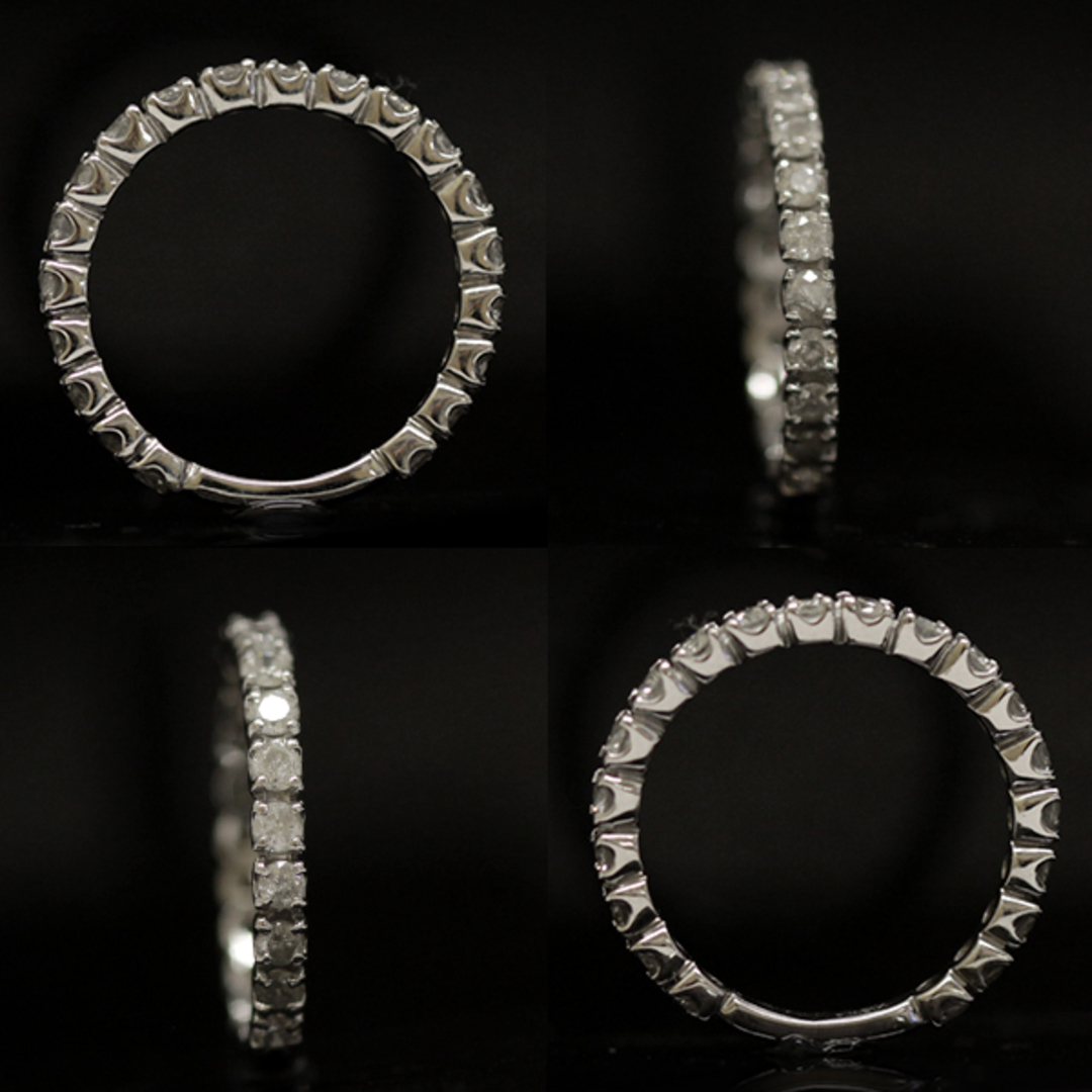 K18WG ハーフエタニティリング/11.5号 一文字 ダイヤモンド/2.1g ホワイトゴールド 指輪 ダイヤリング ジュエリー アクセサリー レディース 3